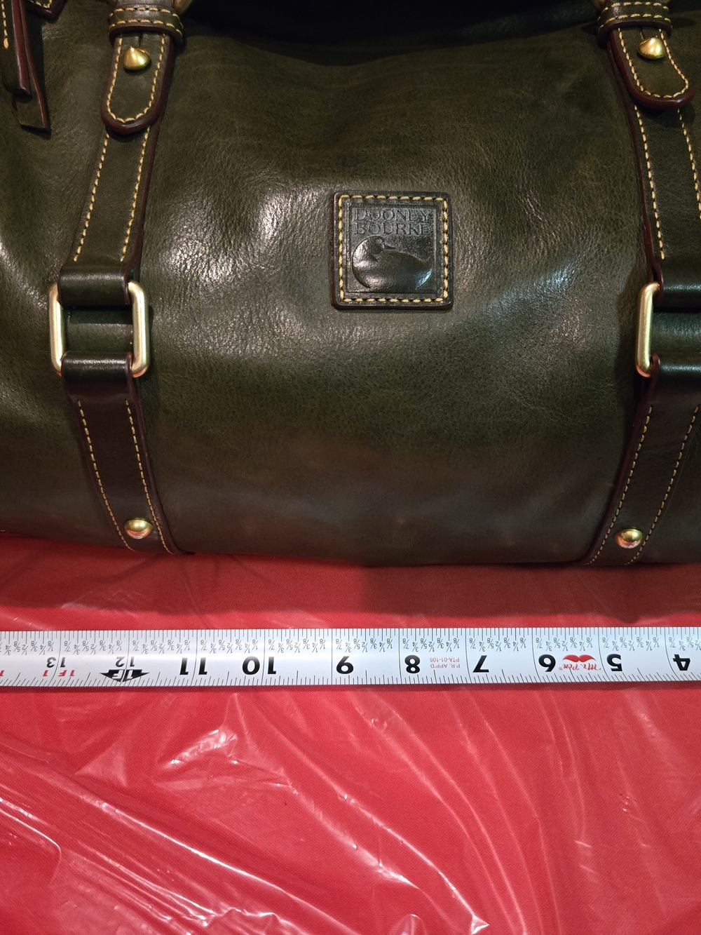 🌻Dooney Large Tassel Satchel Olive Green Leather Shoulder Bag. Beautiful Patina - Picture 4 of 16